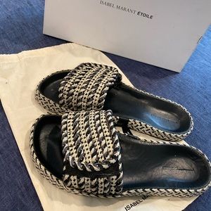 Isabel Marant Enki rope slide sandals, sz38 grey